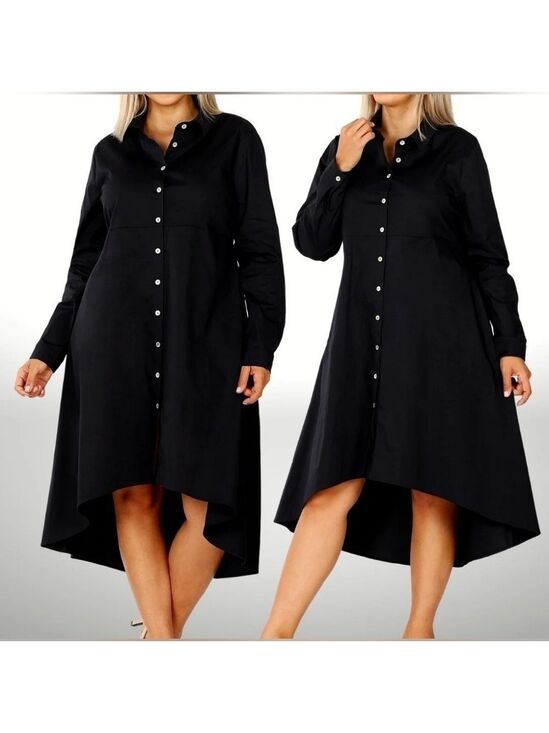 Zenana Outfitters Dresses & Skirts - Zenana | Hi-Low Dress with Long Sleeve | Black